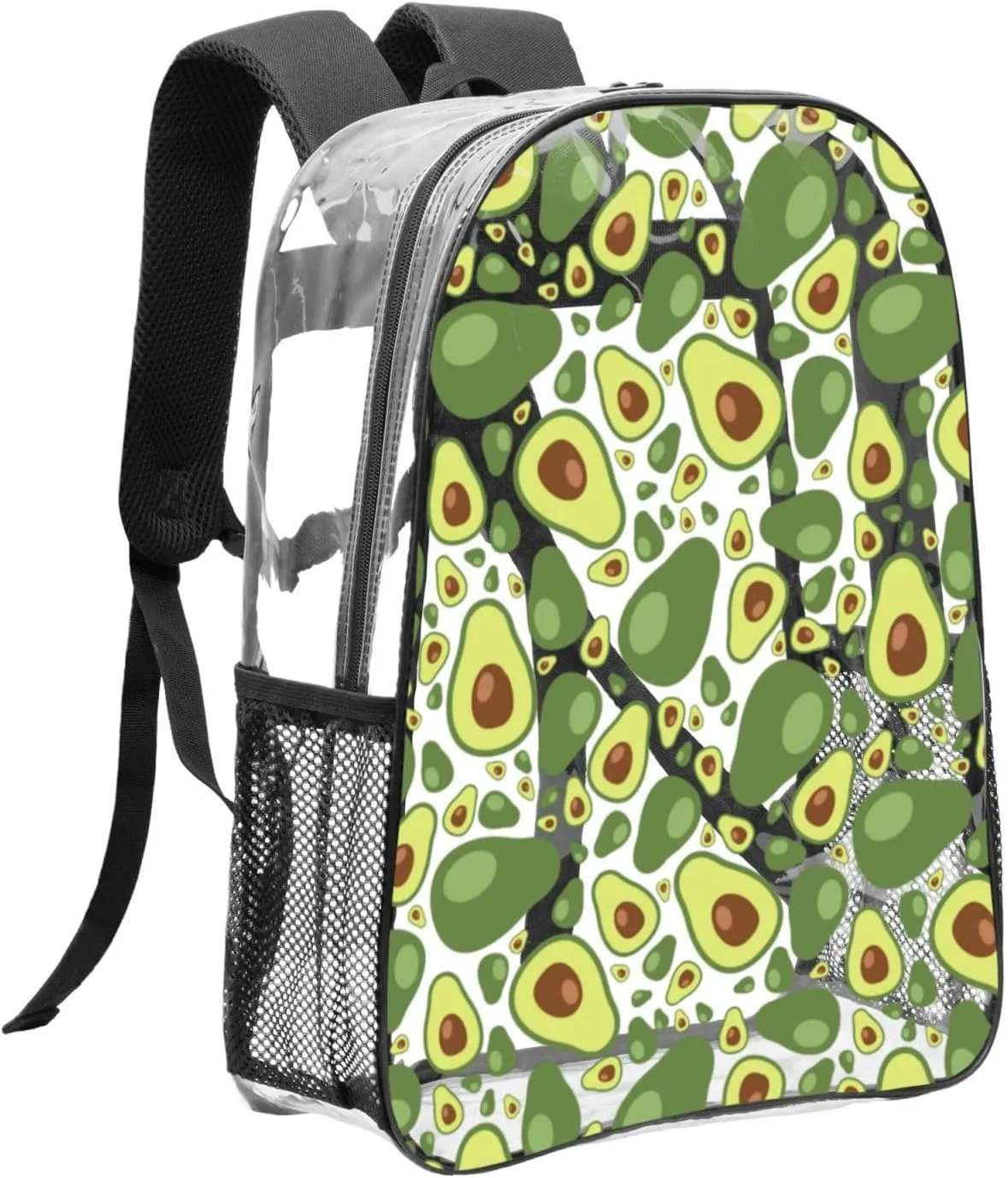 AMRANDOM Clear Backpack for Women Men Heavy Duty for Concert Work Sport Games Festival Venues (Avocado Pattern)