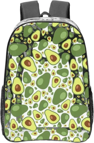 AMRANDOM Clear Backpack for Women Men Heavy Duty for Concert Work Sport Games Festival Venues (Avocado Pattern)