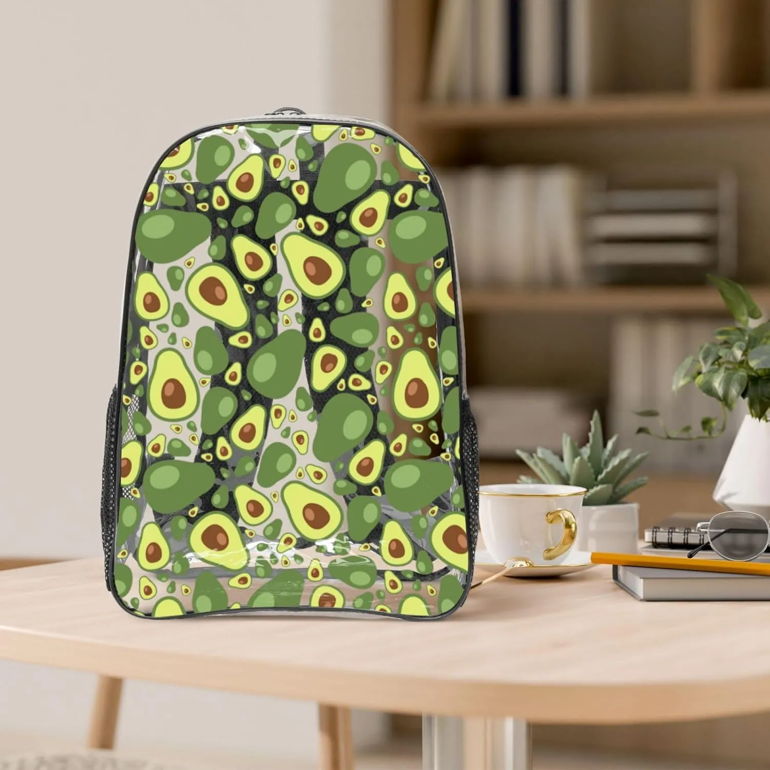 AMRANDOM Clear Backpack for Women Men Heavy Duty for Concert Work Sport Games Festival Venues (Avocado Pattern)