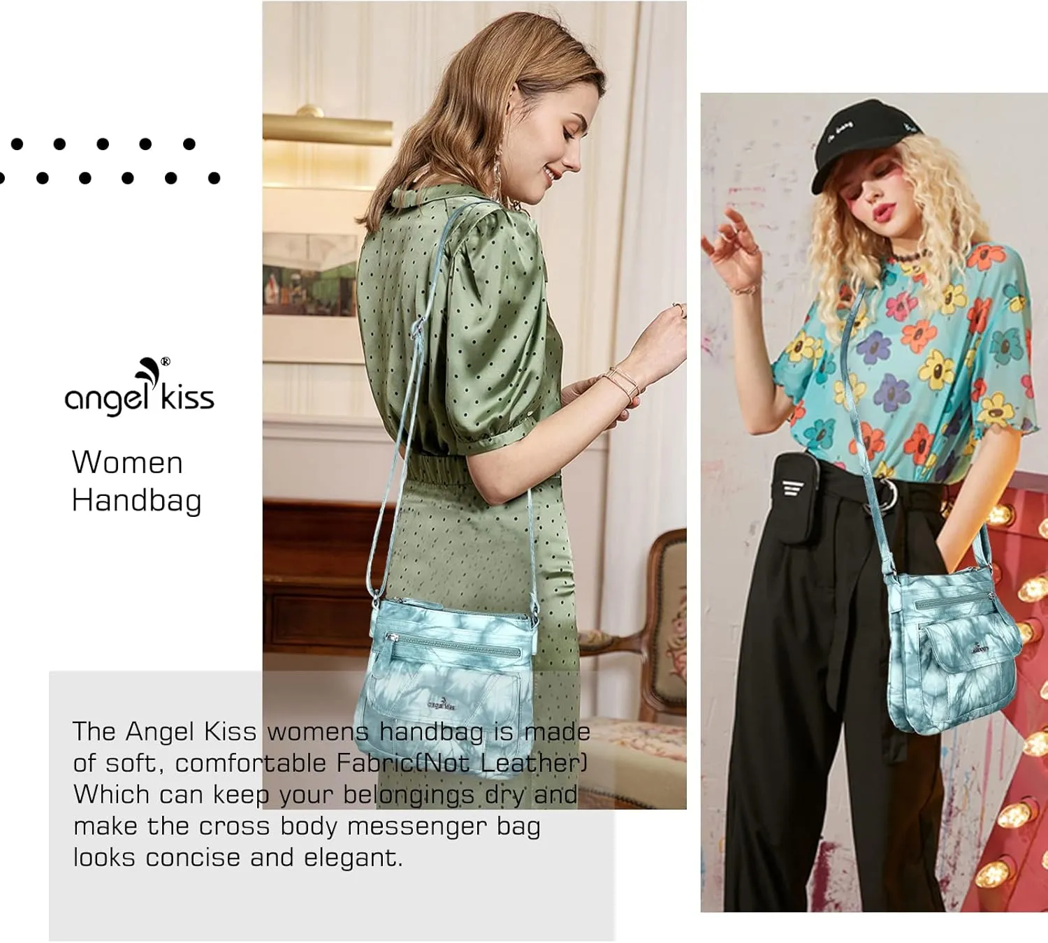 Angel Kiss Crossbody Bags for Women PU Leather Shoulder Handbag Ladies Purses and Handbag with adjustable Strap