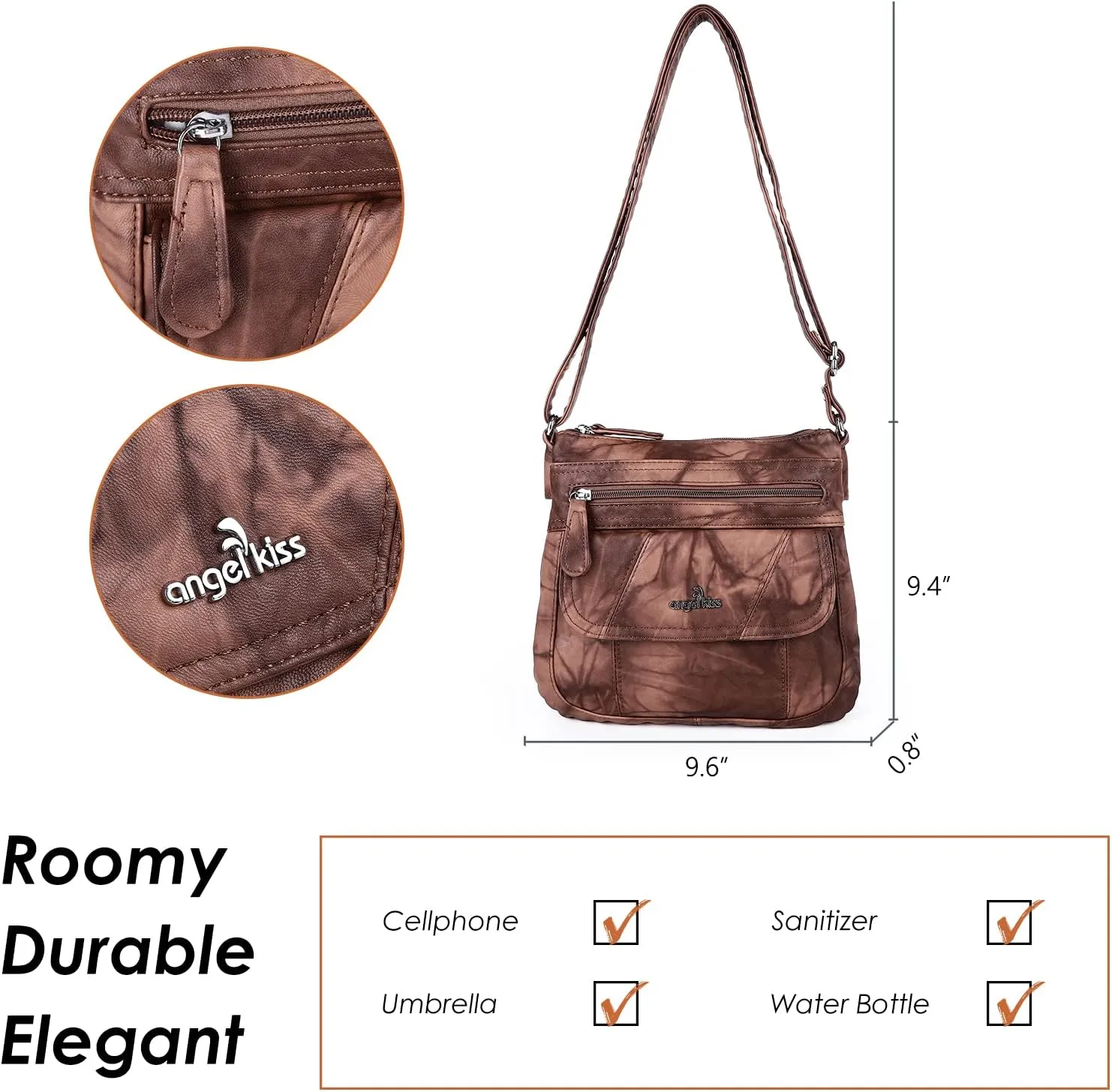 Angel Kiss Crossbody Bags for Women PU Leather Shoulder Handbag Ladies Purses and Handbag with adjustable Strap