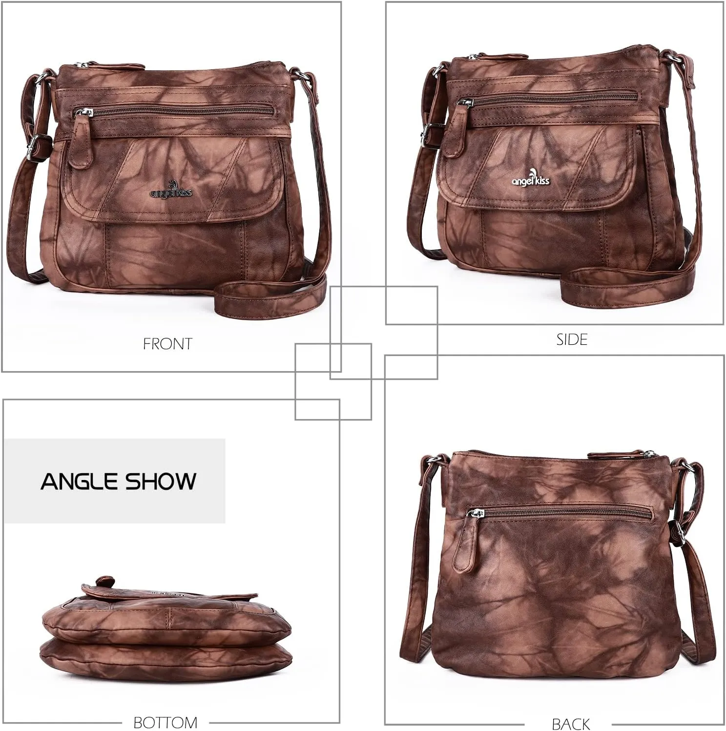 Angel Kiss Crossbody Bags for Women PU Leather Shoulder Handbag Ladies Purses and Handbag with adjustable Strap