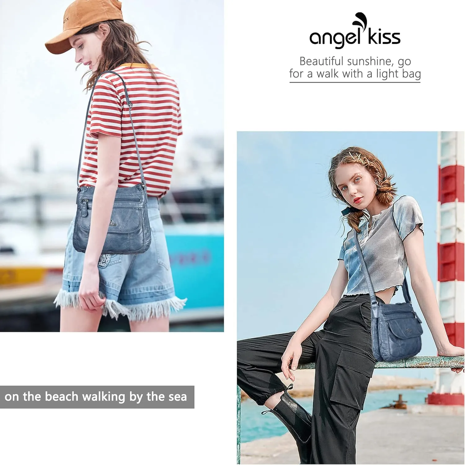 Angel Kiss Crossbody Bags for Women PU Leather Shoulder Handbag Ladies Purses and Handbag with adjustable Strap