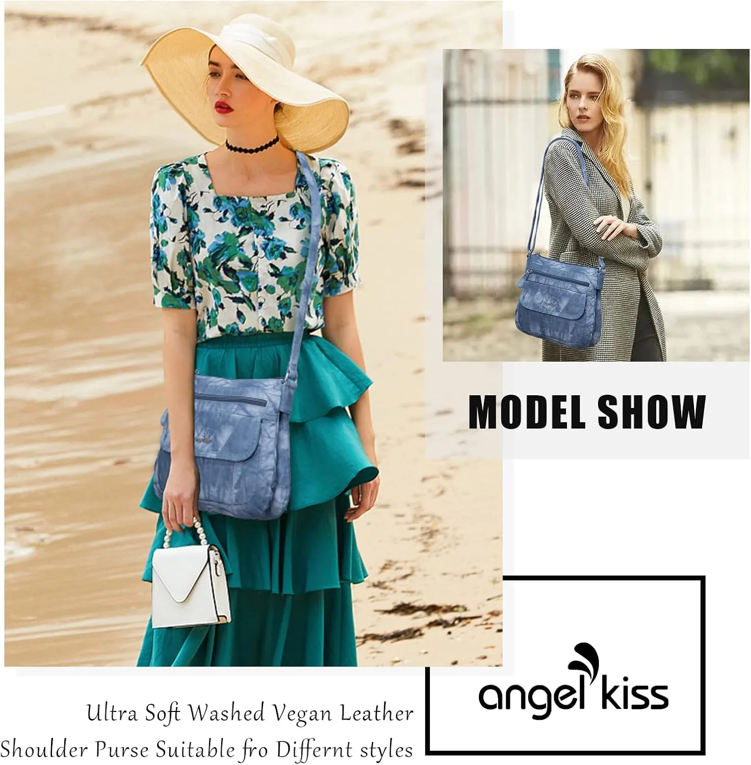 Angelkiss Small Womens Crossbody Bag Leather Shoulder Purse for Women Hobo Bag with Adjustable Shoulder Strap