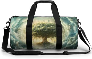 Angels Spiritual Tree and Life Unisex Gym Bag Travel Duffel Bags Overnight Sport Tote with Compartment for Weekender Vacation