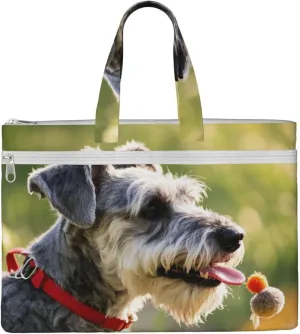 Animal schnauzer dog Print Men's and Women's Canvas Portable File Bags,Laptop Briefcase,Business Travel Office Bags