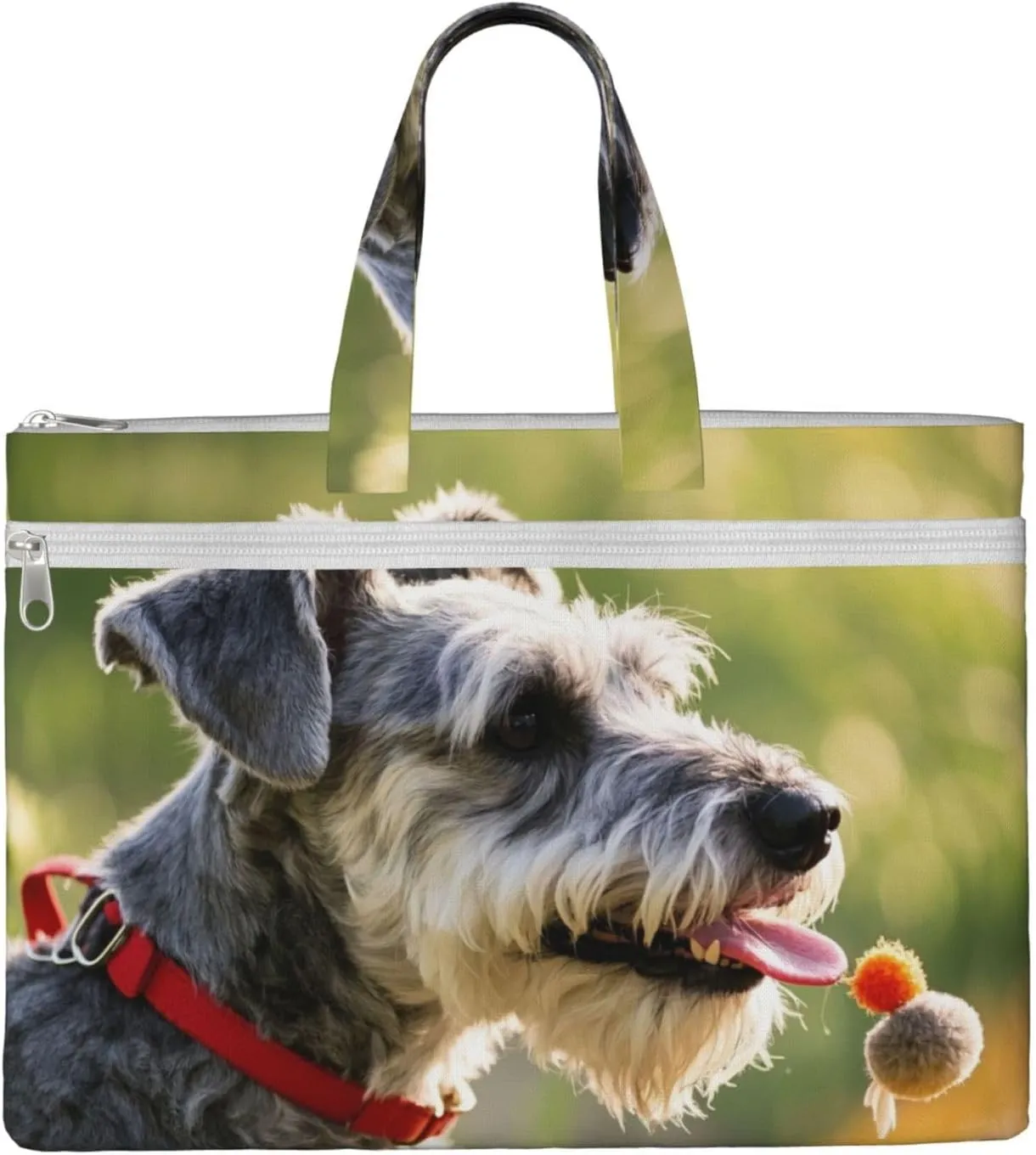 Animal schnauzer dog Print Men's and Women's Canvas Portable File Bags,Laptop Briefcase,Business Travel Office Bags