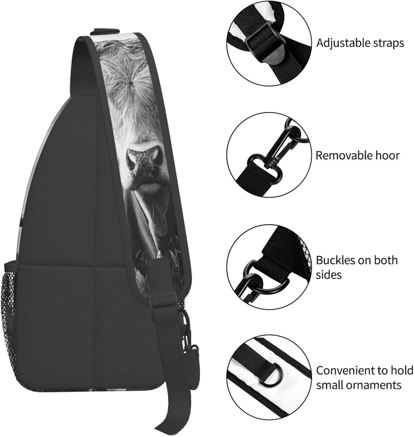 Animal Texas Longhorn Sling Backpack for Women Men, Chest Bag Daypack Crossbody for Travel Sport Running Hiking