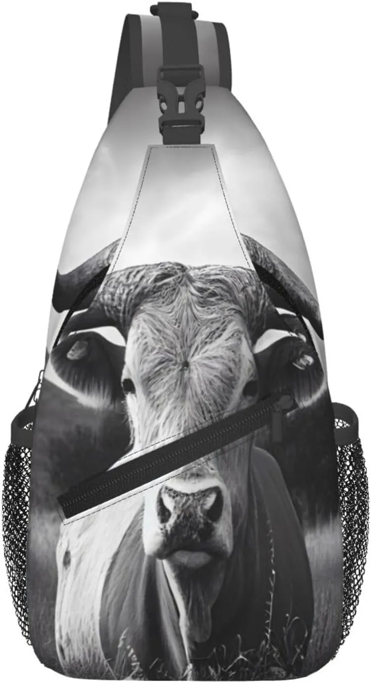 Animal Texas Longhorn Sling Backpack for Women Men, Chest Bag Daypack Crossbody for Travel Sport Running Hiking
