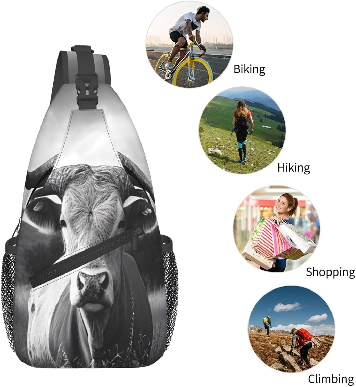 Animal Texas Longhorn Sling Backpack for Women Men, Chest Bag Daypack Crossbody for Travel Sport Running Hiking
