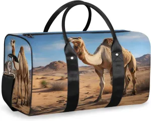 Animals Camel Travel Duffle Bag, Sports Gym Bags for Women Men, Carry On Weekender Overnight Bag, Wildlife Animal Workout Hospital Airplane Trips Bag
