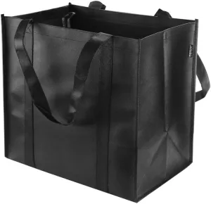 Anleo Reusable Grocery Tote Bags (6 Pack, Black) - Hold 44  lbs - Large & Durable, Heavy Duty Shopping Totes - Grocery Bag with Reinforced Handles, Thick Plastic Support Bottom