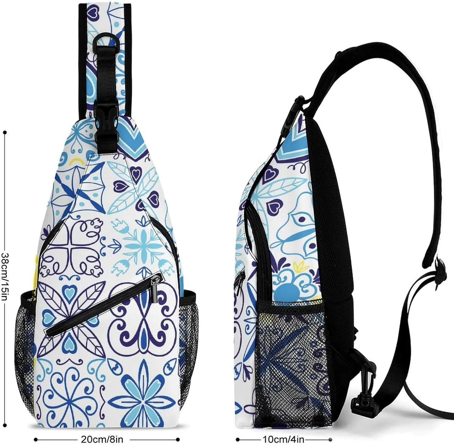 Arabic-cerami Crossbody Sling Backpack, Shoulder Bag Chest Bag for Travel Sport Running, 38x20cm, Style