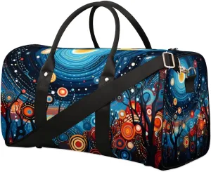 Art Circles Trees Travel Duffel bag for Men Women Weekender Overnight Bag Gym Bag Carry On Luggage Bags for Yoga Workout Sports