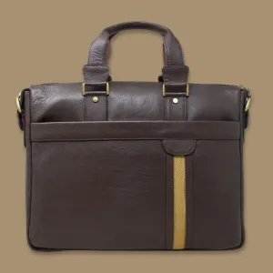 Ashiwn Dark Brown Genuine Leather Laptop Messenger Bag-Gs