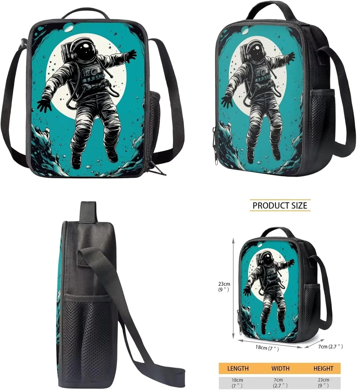 Astronaut Large School Backpack for Teen Boys 17 inch Bookbag for Teens 12-14 for Elementary Middle School Student Heavy Duty Kids School Bag Set with Lunch Box Pencil Case