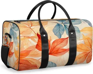 Autumn Fall Leaves Travel Duffle Bag, Sports Gym Bags for Women Men, Carry On Weekender Overnight Workout Airplane Trips Bag