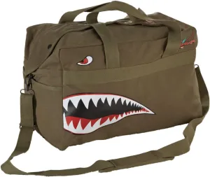 AVG World War 2 P-40 Warhawk Flying Tigers Canvas Expandable Duffel Bag Shark Teeth Design Aviation