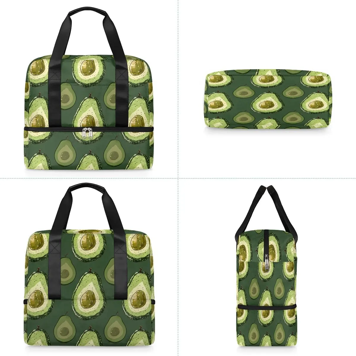 Avocado Print Travel Duffel Bag Dry Wet Separated Sports Tote Travel Duffle Bag Gym Workout Bag Women Travel Duffel Bag for Women, Travel, Gym, Work