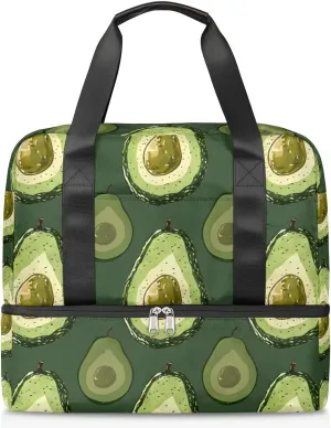 Avocado Print Travel Duffel Bag Dry Wet Separated Sports Tote Travel Duffle Bag Gym Workout Bag Women Travel Duffel Bag for Women, Travel, Gym, Work