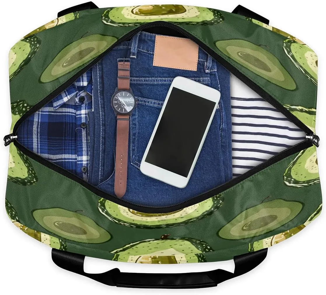 Avocado Print Travel Duffel Bag Dry Wet Separated Sports Tote Travel Duffle Bag Gym Workout Bag Women Travel Duffel Bag for Women, Travel, Gym, Work