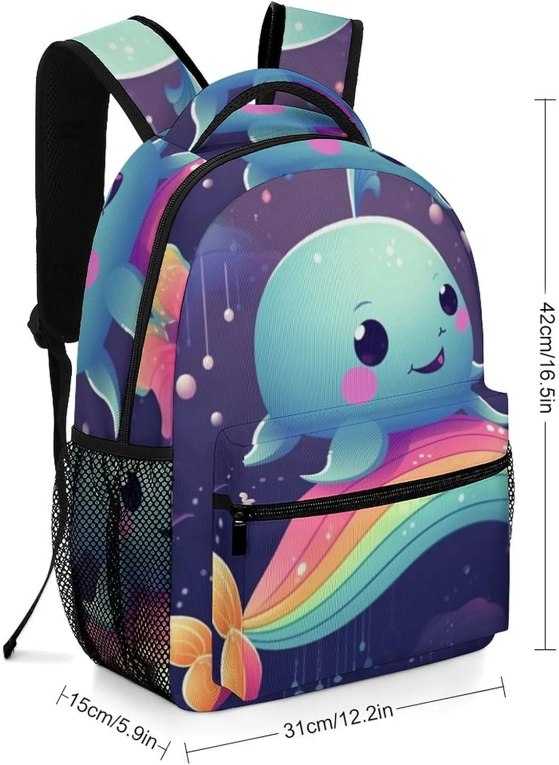 Backpack for Women Men Travel Cute Sea Animal Rainbow Daypack Lightweight Laptop Bag Carry On Backpacks for Work