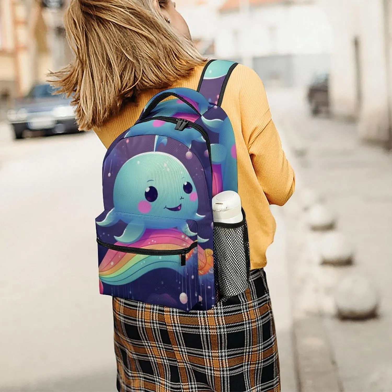 Backpack for Women Men Travel Cute Sea Animal Rainbow Daypack Lightweight Laptop Bag Carry On Backpacks for Work