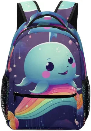 Backpack for Women Men Travel Cute Sea Animal Rainbow Daypack Lightweight Laptop Bag Carry On Backpacks for Work