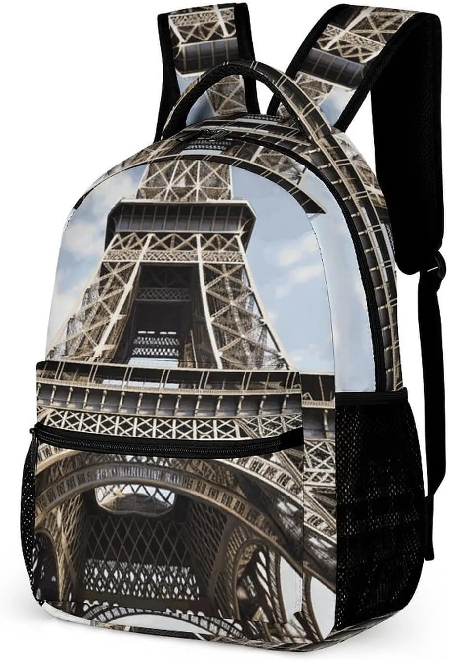 Backpack for Women Men Travel Eiffel Tower French Paris Monument Daypack Lightweight Laptop Bag Carry On Backpacks for Work