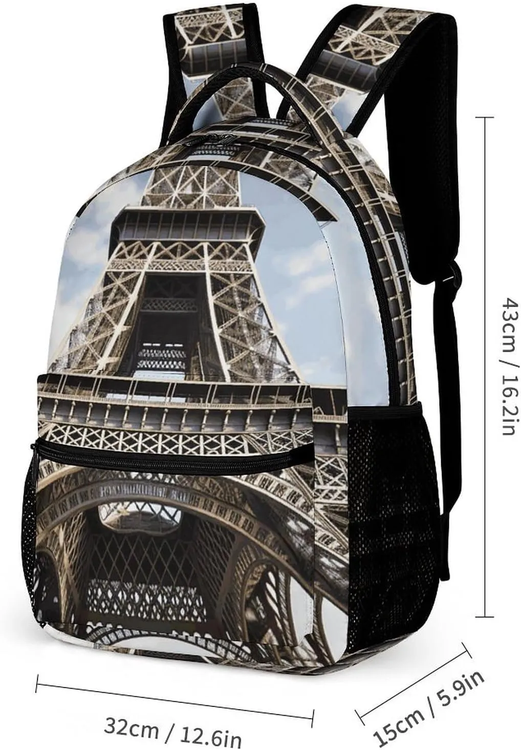 Backpack for Women Men Travel Eiffel Tower French Paris Monument Daypack Lightweight Laptop Bag Carry On Backpacks for Work