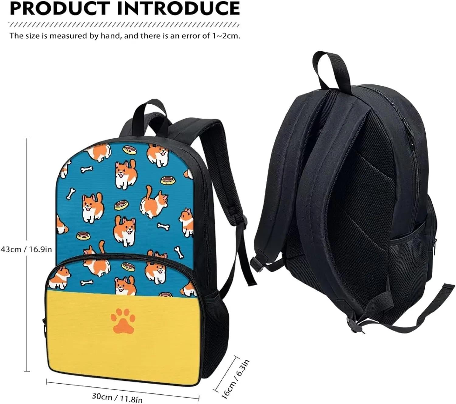 Backpacks School Greedy Puppy Backpack for Kids Computer Bag for Men Women School 17 Inch School Bag College Bookbag Backpacks for Teens Girls Women Students