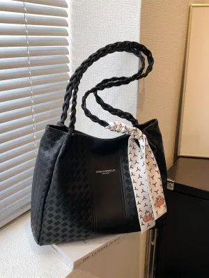 BagForLove - Womens Travel & Commute Tote: Spacious Pu Leather Bag with Twilly Scarf Detail