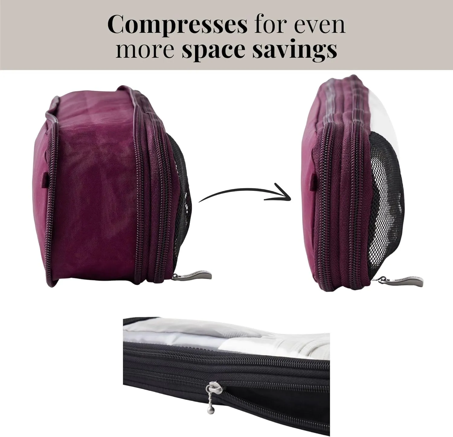 Baggallini Long Compression Cube - Lightweight Compression Packing Cube for Travel