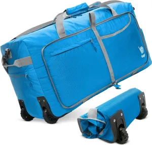 Bago Rolling Duffle Bag with Wheels - 30" 100L Foldable Weekender Bag, Waterproof Travel Duffel Bag, Heavy Duty lightWeight Duffle Bag for Traveling, Rolling Duffel Bag with Wheels (Blue0023)