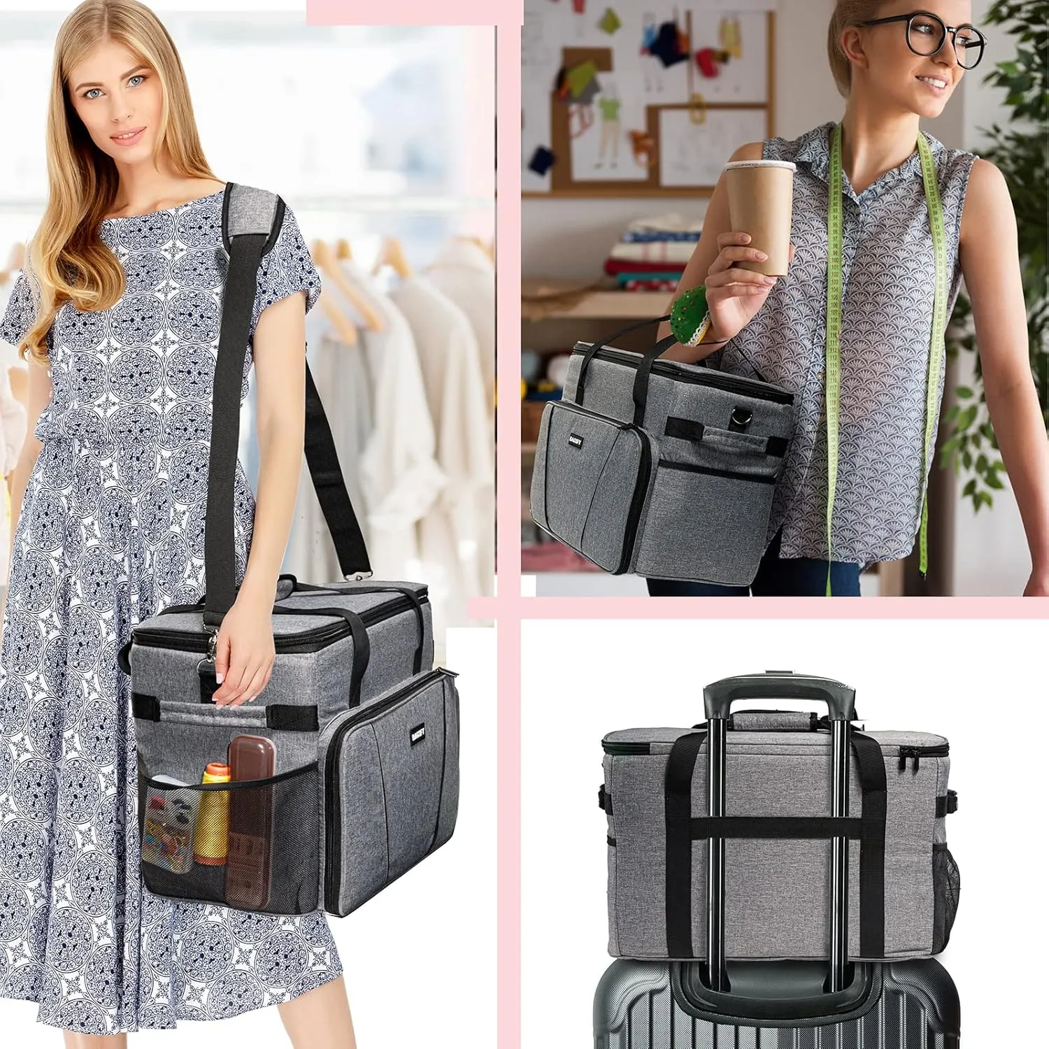 BAGSFY Large Sewing Machine Carrying Case, Sewing Machine Bag, Travel Tote Bag Compatible with Brother, Singer, Bernina & Standard Size Sewing Machines.
