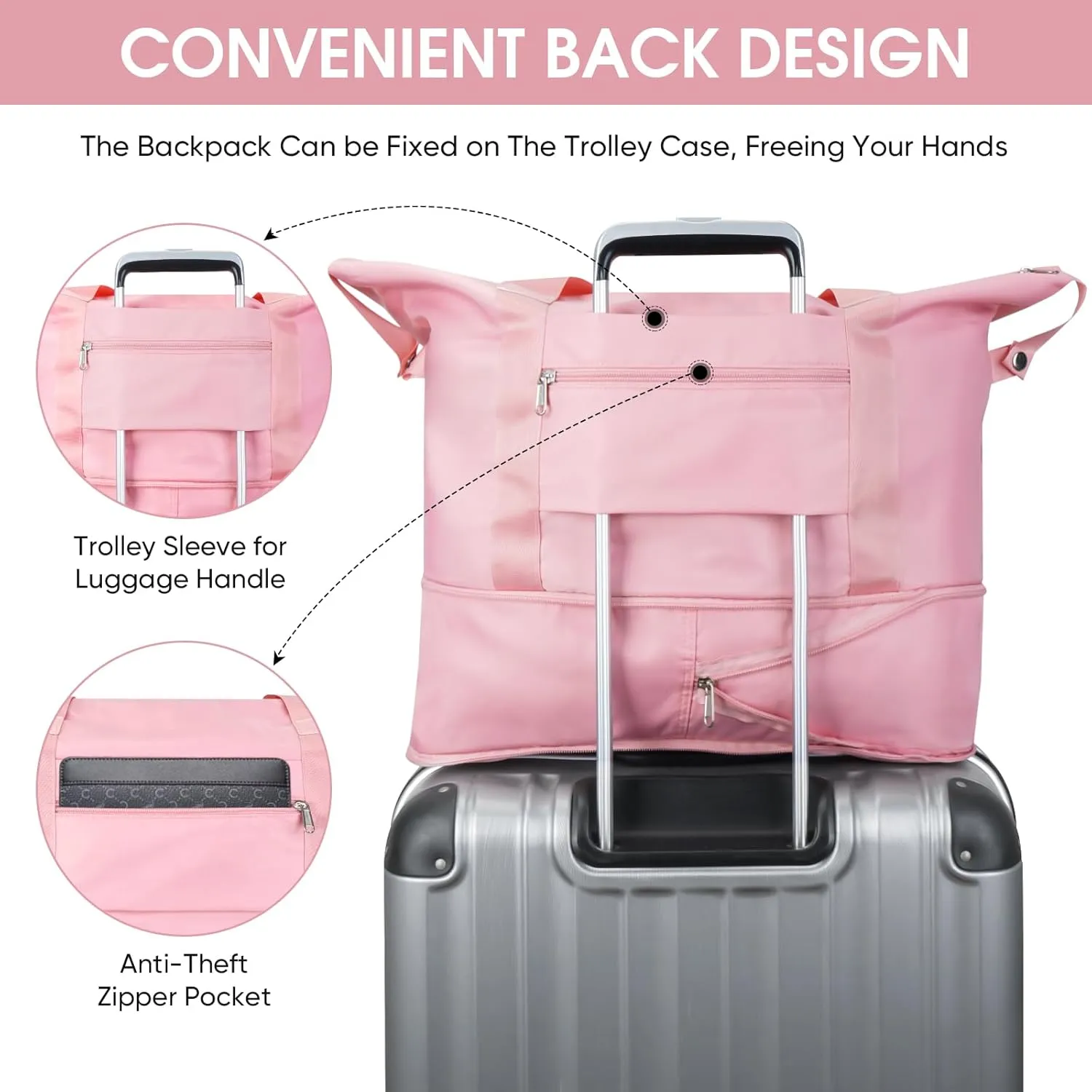 BALEINE Travel Tote Bag for Women, Weekender Carry-on Tote, Large Duffel Bag Gym Bag Overnight Bag with Wet Compartment