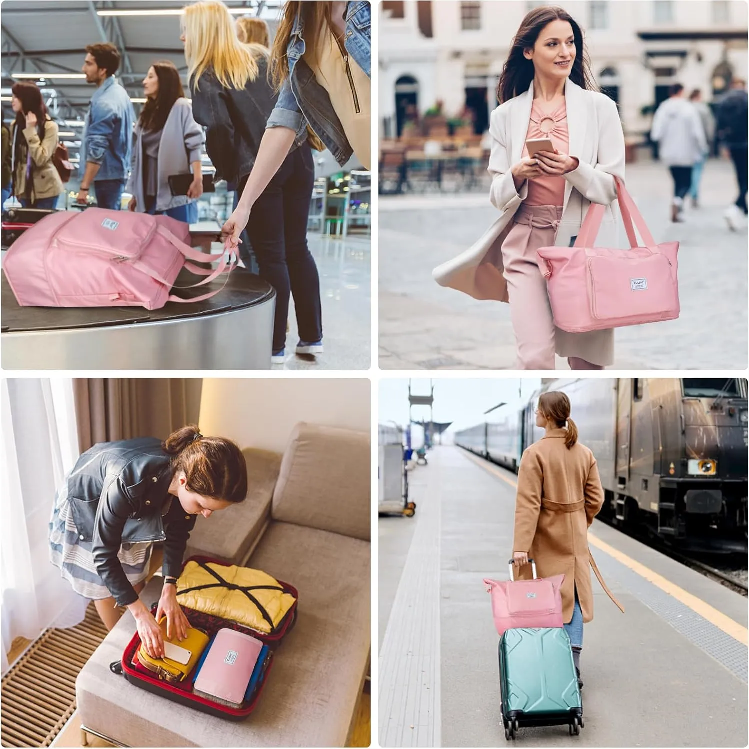 BALEINE Travel Tote Bag for Women, Weekender Carry-on Tote, Large Duffel Bag Gym Bag Overnight Bag with Wet Compartment