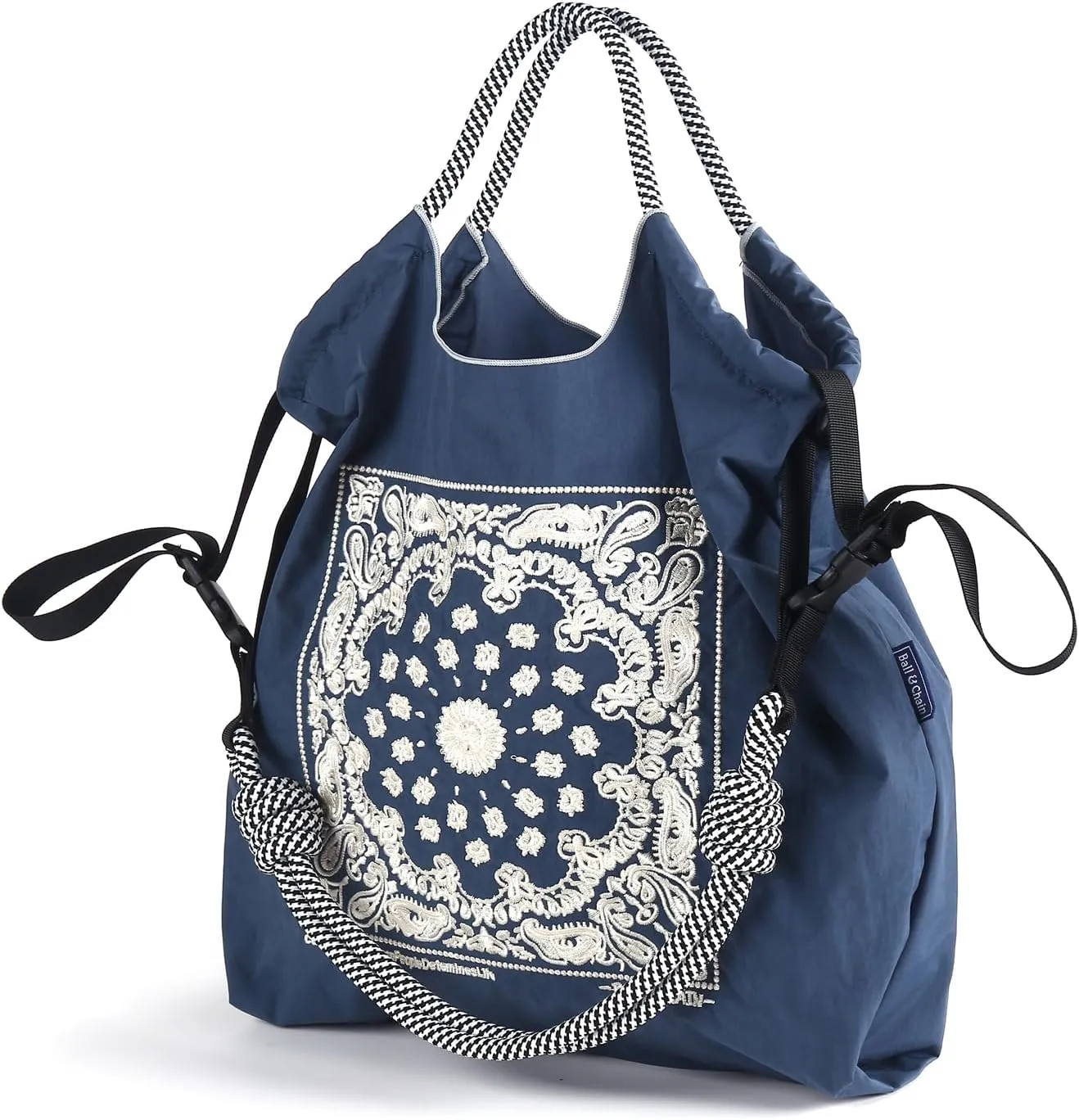 Ball&Chain Summer Embroidery Beach Tote Bag - Stylish, Spacious, and Perfect for Women,Mom, Friends Great Gift.