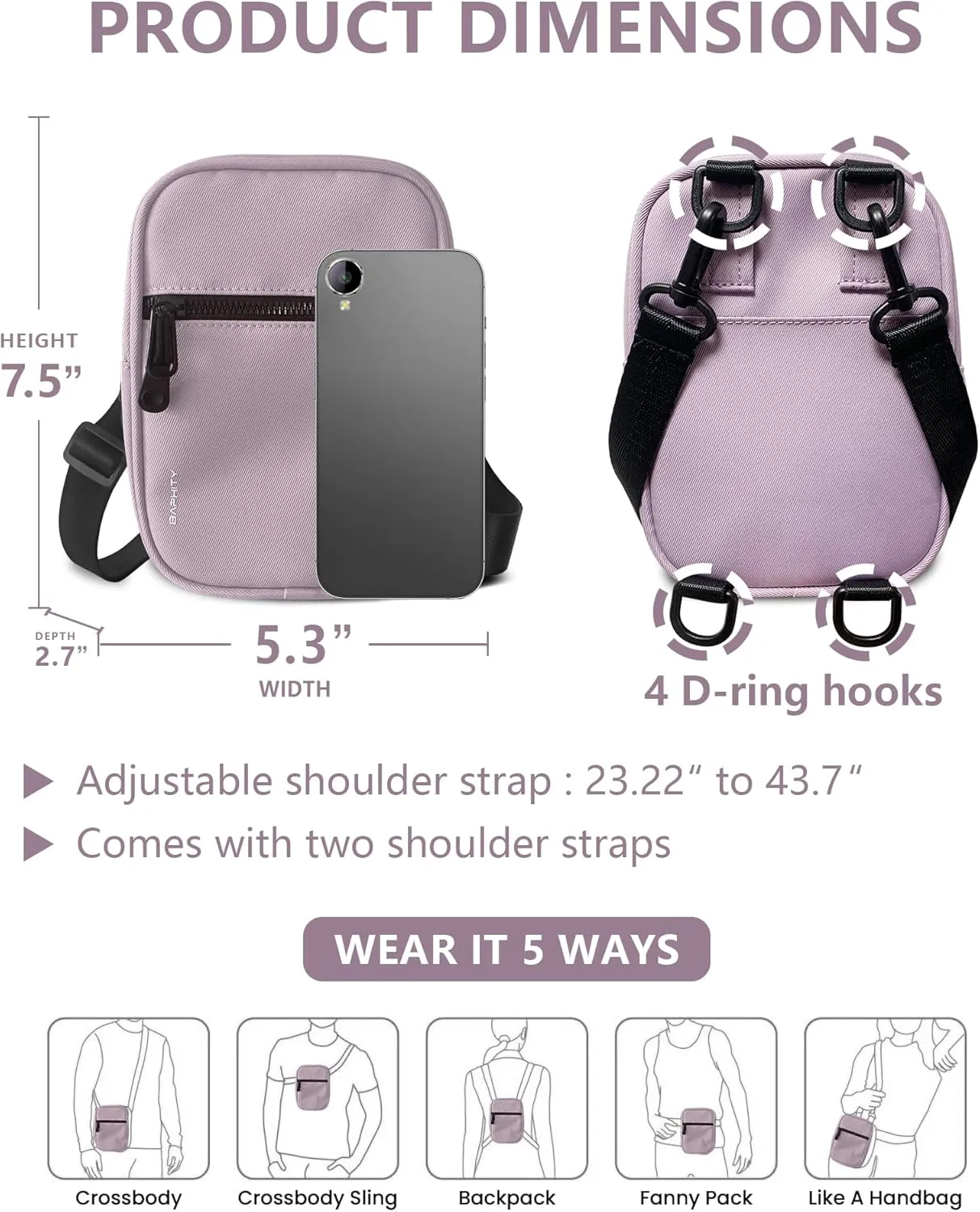 BAPHITY Crossbody Bag Sling Purses for Women Trendy, Convertible Multi Position Fanny Back Pack Sling Bag for Women Cross Body