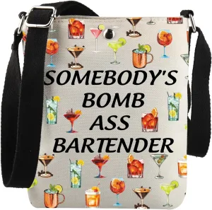 Bartender Bar Owner Gift Somebody's Bomb Ass Bartender Crossbody Bag Bartending Gift