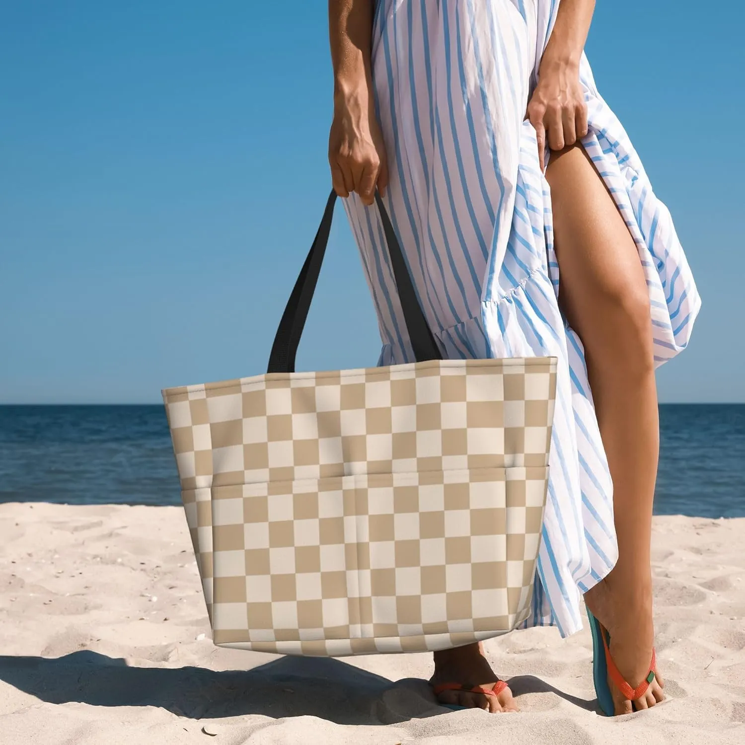 Beach Bag for Women Ladies, Extra Large Waterproof Gym Pool Swim Zipper Tote Bag for Weekender Travel