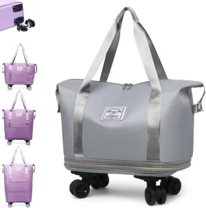 Beente Travel Bag with Wheels, Kulken Travel Bag, 2025 New Large Capacity, Foldie Expandable - Lightweight Carry (Light Grey)
