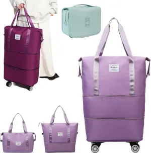 Beente Travel Bag with Wheels, Kulkin 2025 New Large Capacity Travel Bag - Universal Wheel Removable, Dry Wet Separated Tote Bag, Sport Gym Bag with Spinner Wheels on Flight Approved (Purple)