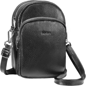 befen Genuine Leather Small Crossbody Bags for Women Trendy Travel Cell Phone Wallet Purses with RFID Blocking Card Slots