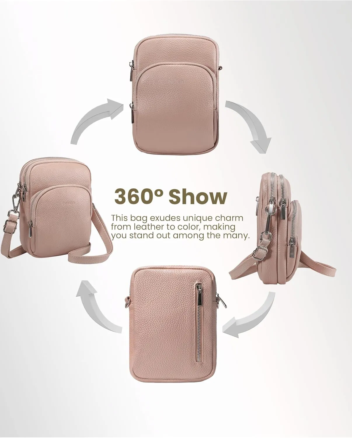 befen Small Genuine Leather Crossbody Bag for Women Trendy Crossbody Purses with RFID Blocking Card Slots