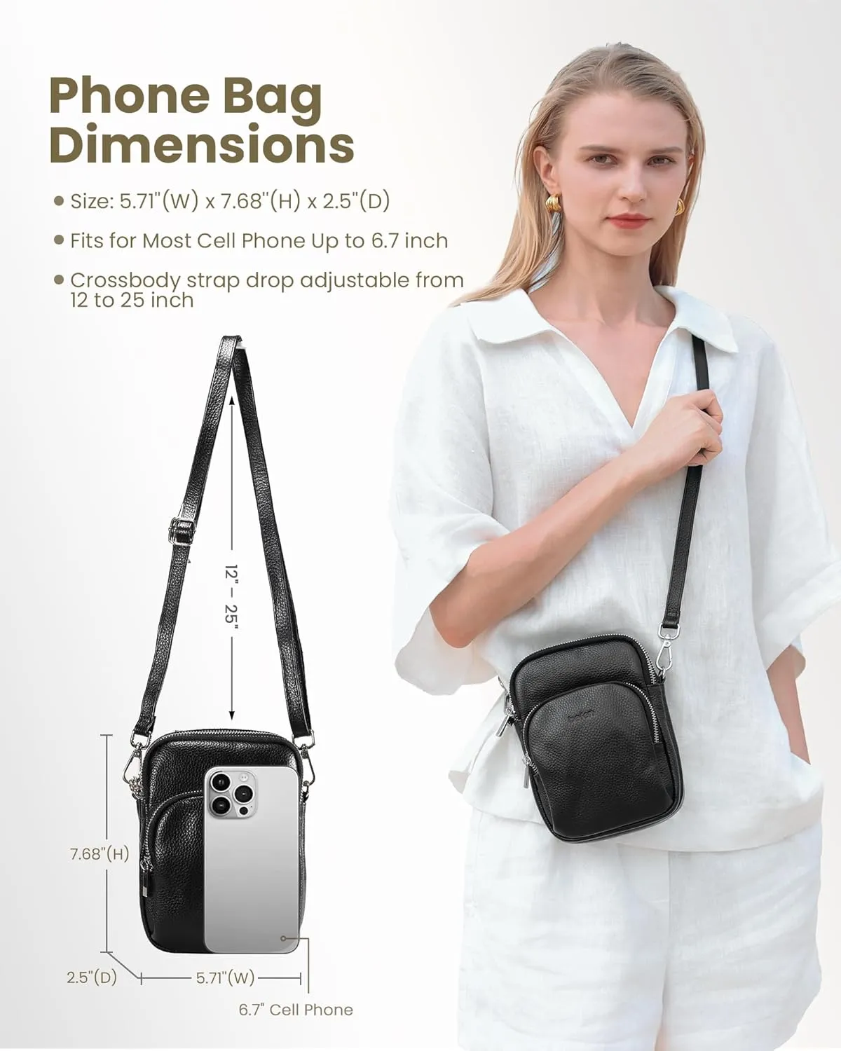 befen Small Genuine Leather Crossbody Bag for Women Trendy Crossbody Purses with RFID Blocking Card Slots