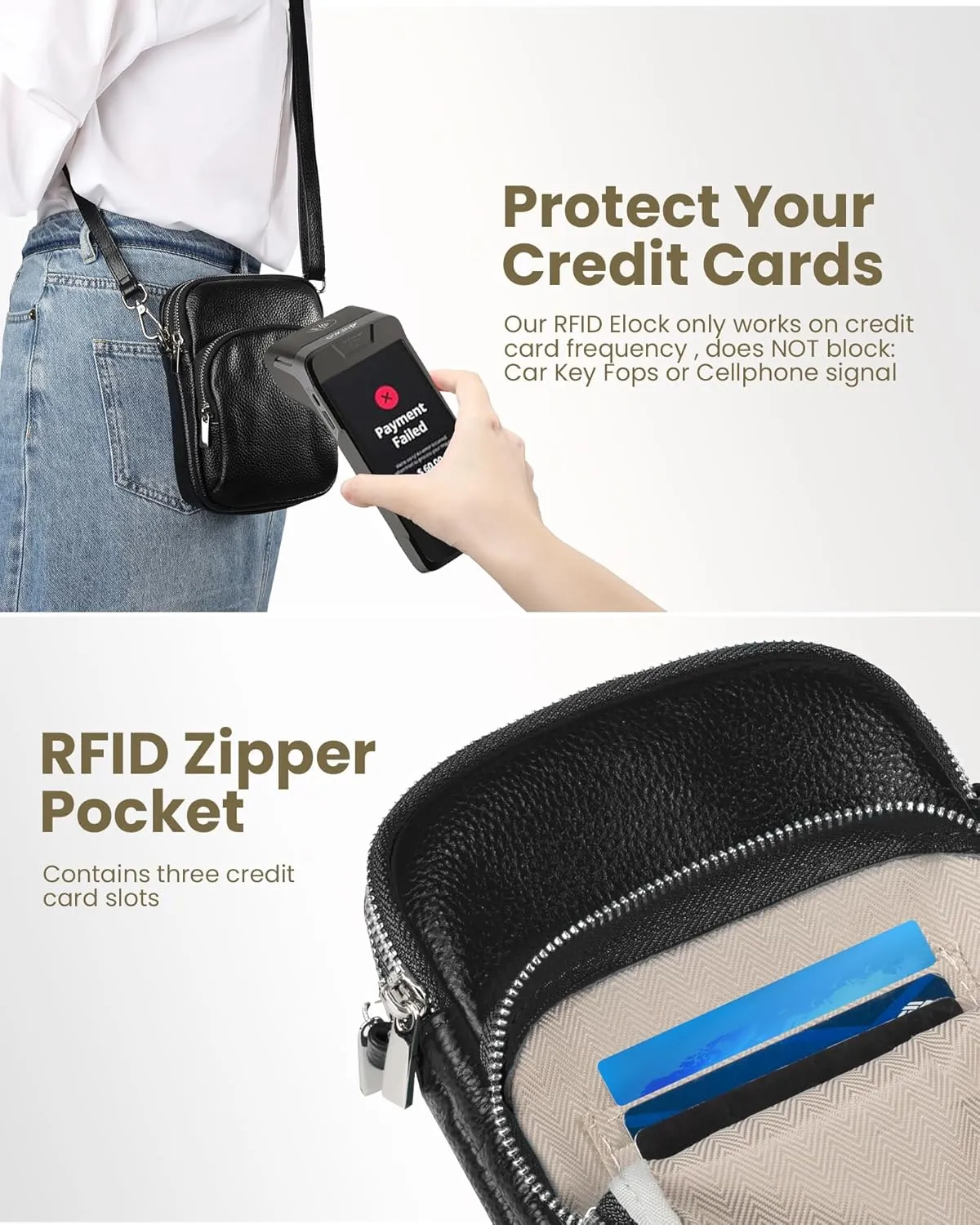 befen Small Genuine Leather Crossbody Bag for Women Trendy Crossbody Purses with RFID Blocking Card Slots
