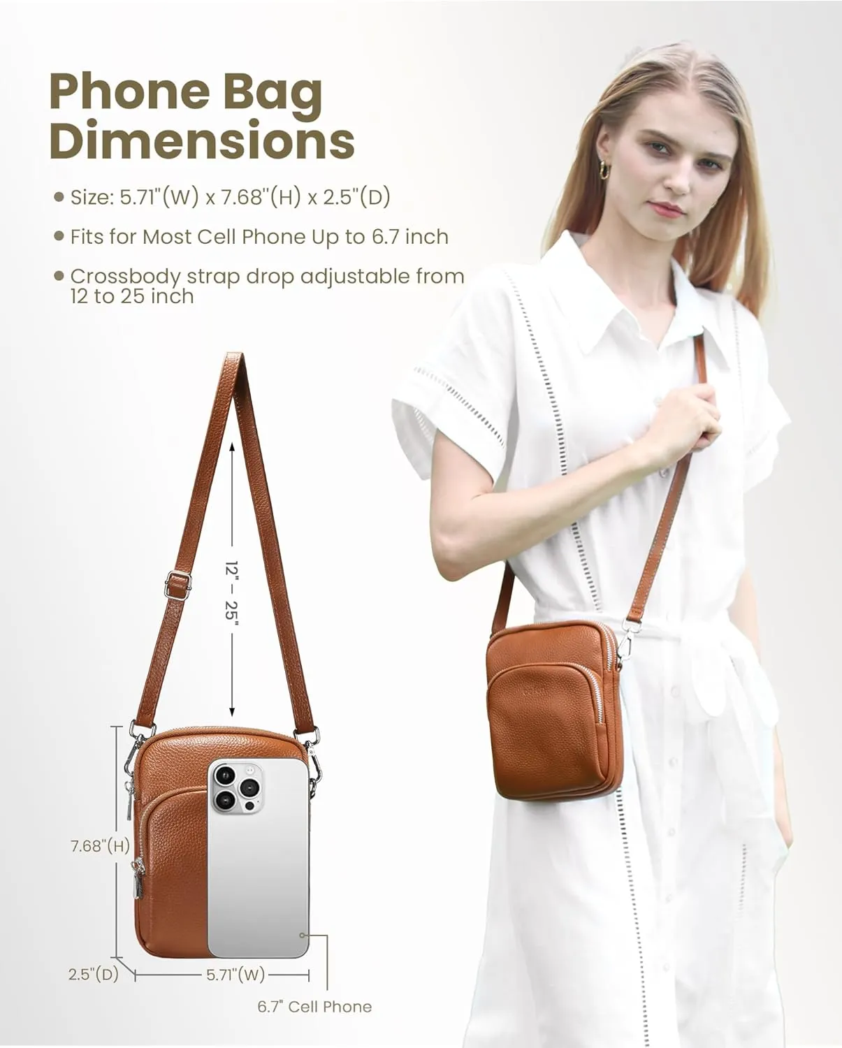 befen Small Genuine Leather Crossbody Bag for Women Trendy Crossbody Purses with RFID Blocking Card Slots