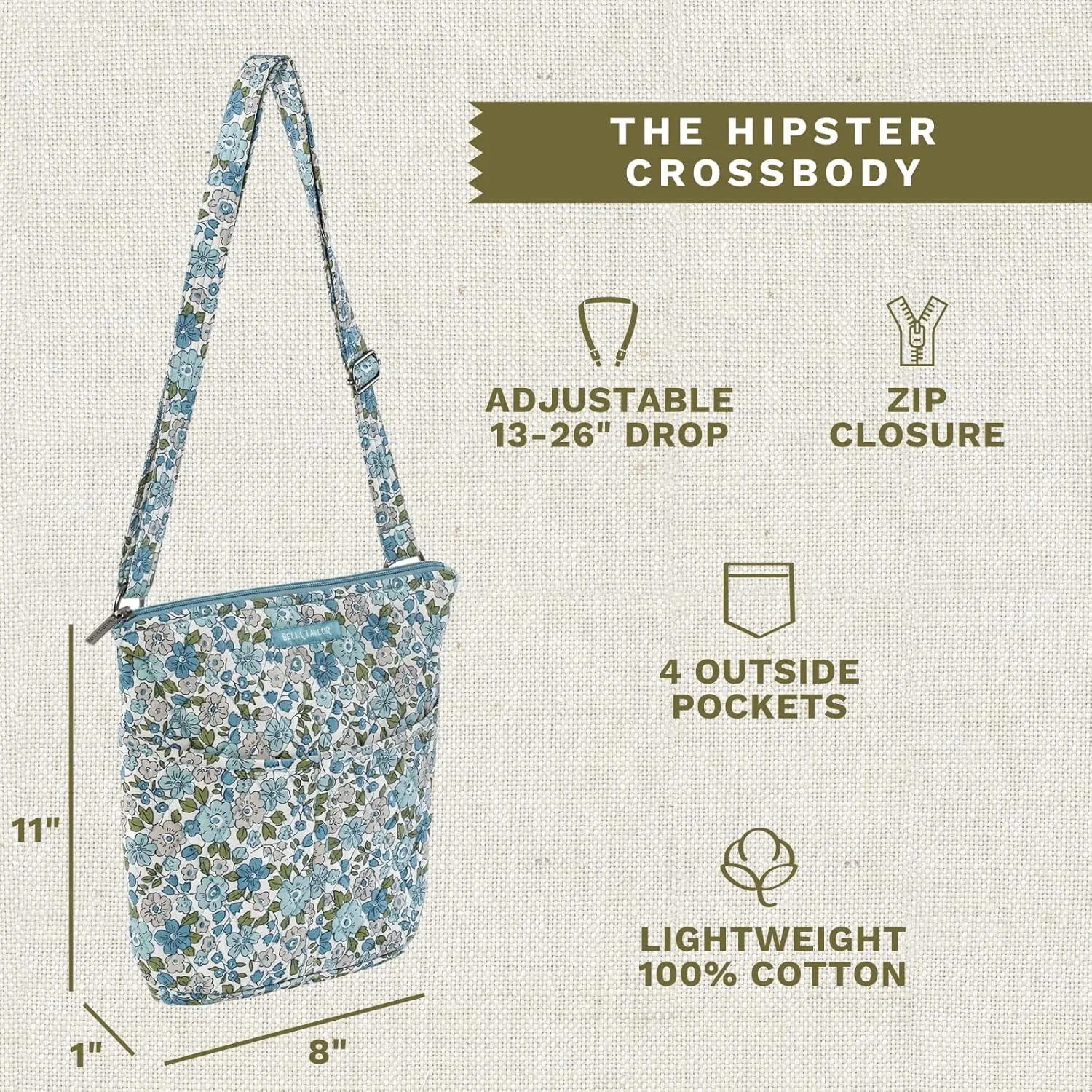 Bella Taylor Hipster Crossbody Purse for Women | Medium Size Shoulder Bag with Adjustable Strap