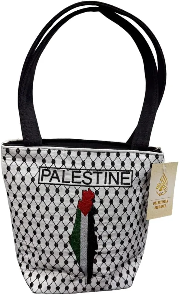 Bilingual Design Tote Bag – Cream & Black Canvas Shoulder Bag for Women & Men, 30cm Length – Reusable